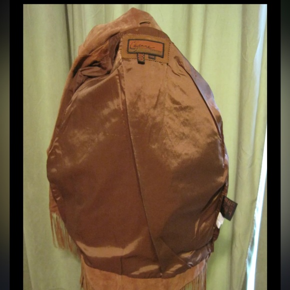 Suede Fringe Jacket Blazer Small Cayenne Tan Brown trending - Picture 5 of 11